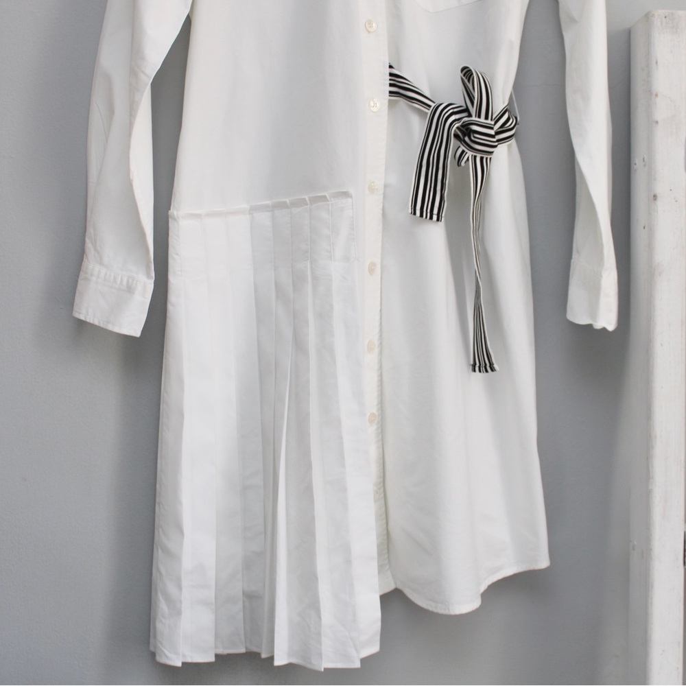 Marella White Mastice Long Sleeve Belted Shirt Dress Size 6 / Small - Picture 7 of 10